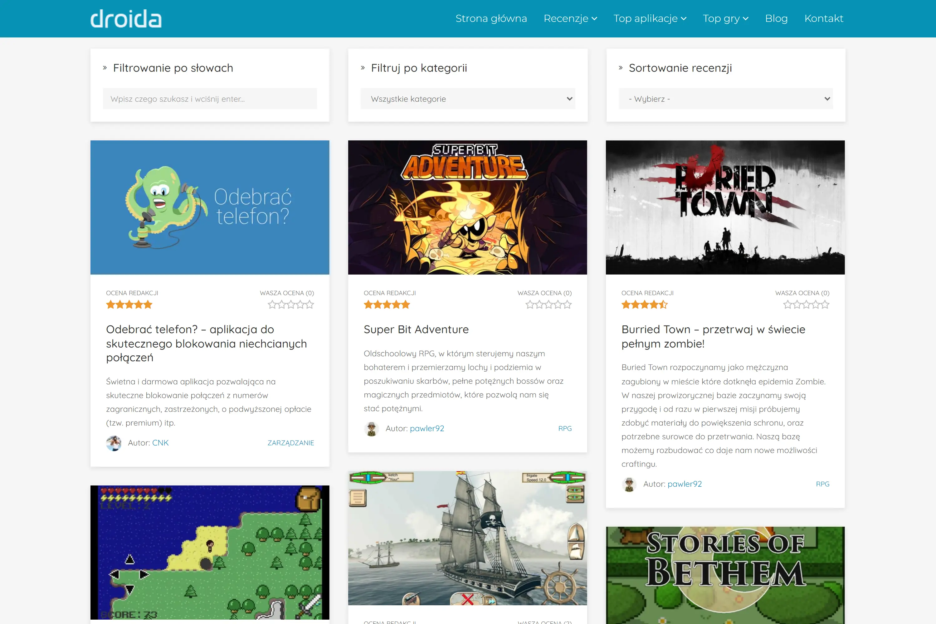 Website with reviews of Android games and applications