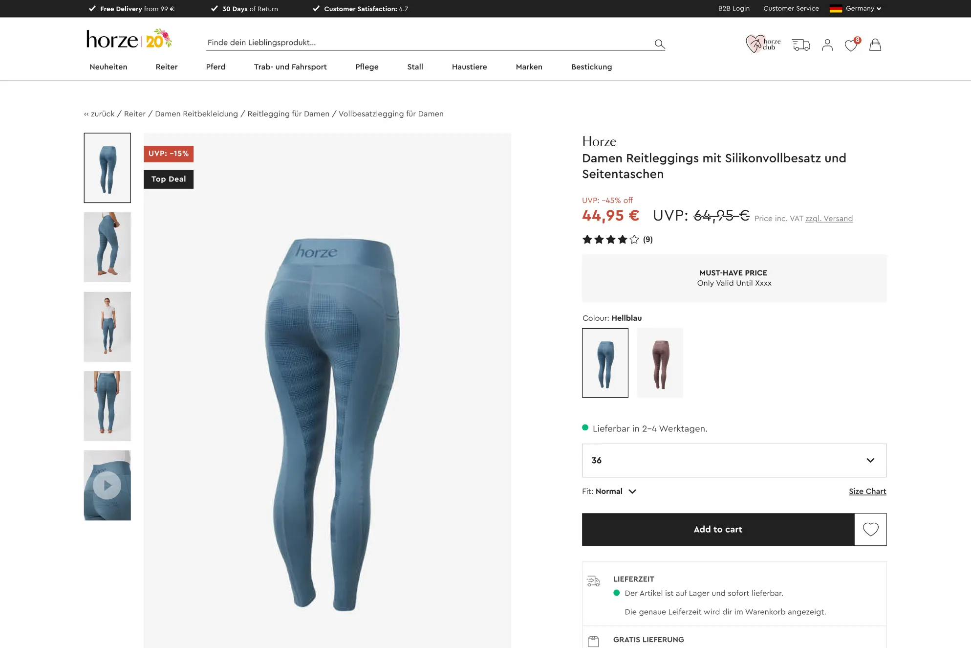 Frontend development for Horze.de e-commerce platform powered by Salesforce Commerce Cloud.