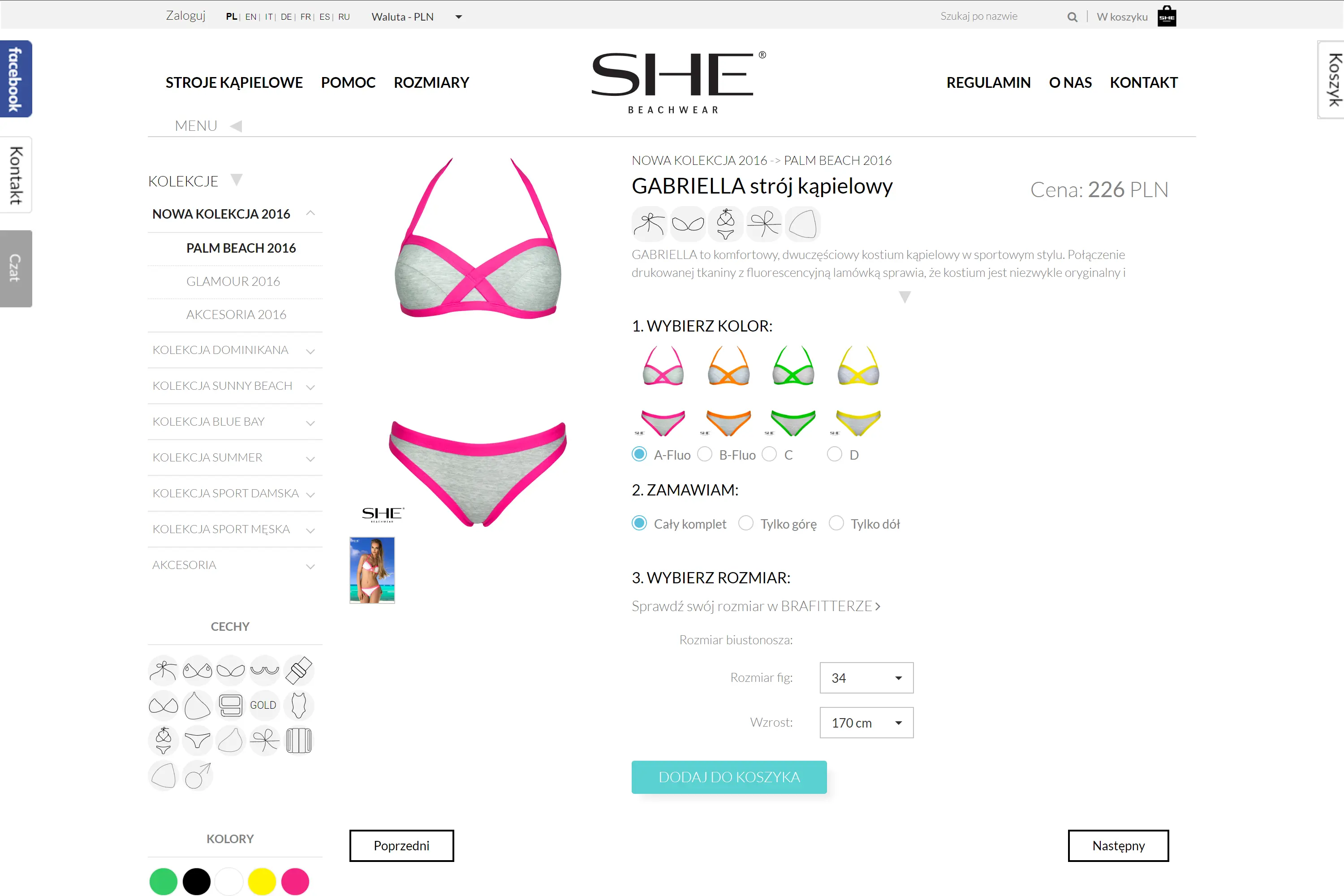 Front-end for SHE swimwear online store, built from a graphic design. Includes PBN management for effective client website positioning.