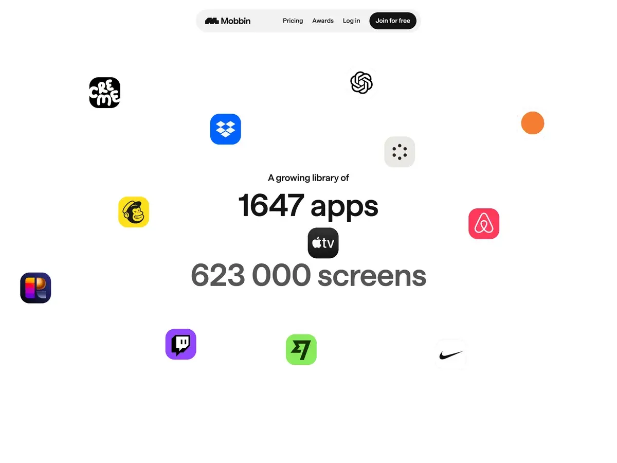Mobbin.com — minimalist site with clean typography and maximum white space