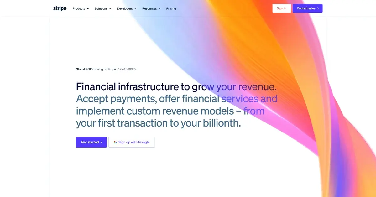 Stripe — modern gradient, colourful accents, and a dynamic section layout