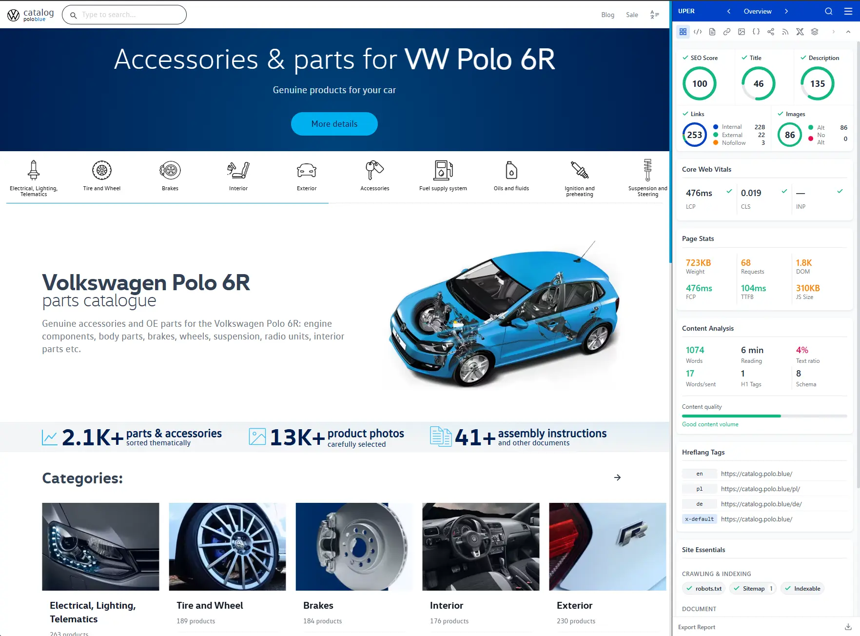 Chrome extension for SEO specialists and developers. Provides real-time debugging of Web Vitals, Schema.org, GTM, and JS errors directly in Chrome Side Panel.