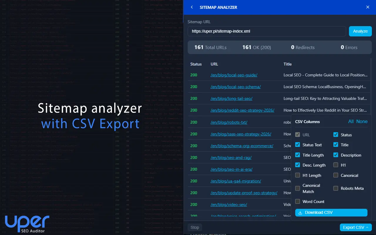 Sitemap Analyzer - mass URL auditing