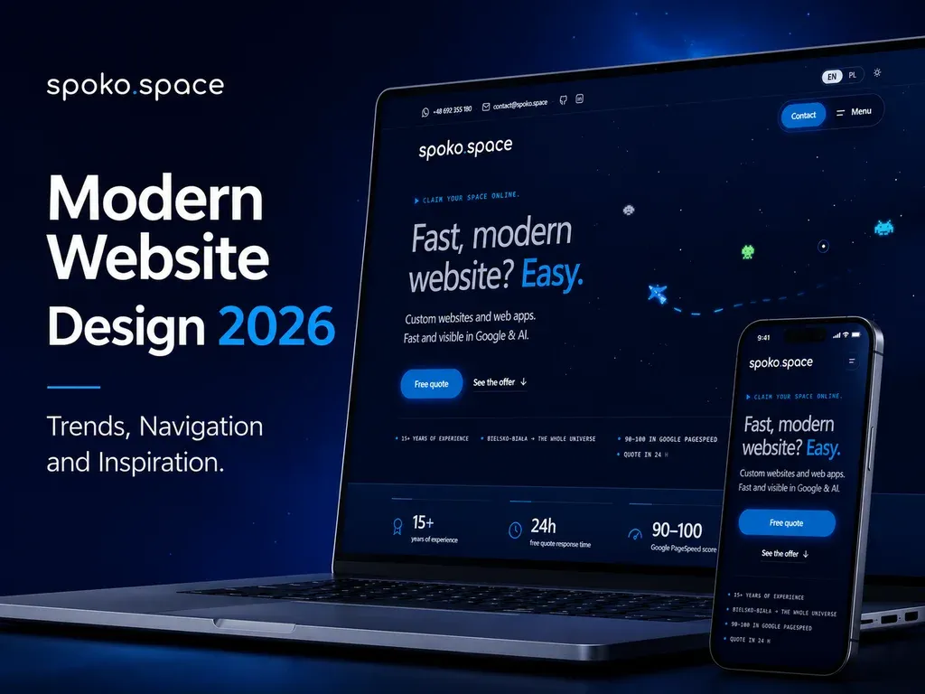 Nowoczesna strona internetowa 2026 — trendy, nawigacja i inspiracje