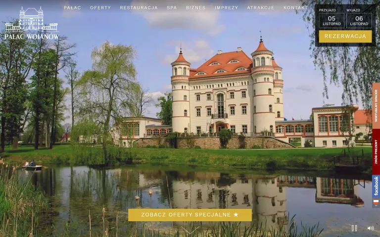 Strona Pałacu Wojanów z 2017 roku — hotel SPA w Karkonoszach, przy którym pracowałem w agencji NO-LIMIT